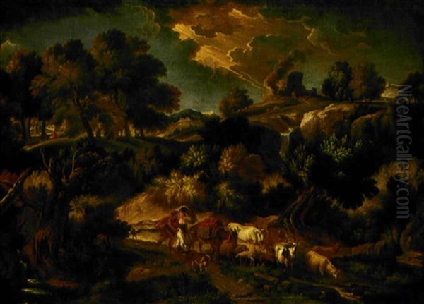 Paesaggio In Tempesta Con Pastori E Armenti - view 1