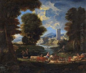 Hirten Mit Ihrer Viehherde Vor Weiter Fluss- Und Gebirgslandschaft by Pieter Mulier the Younger