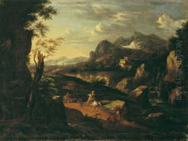 Italienische Gebirgslandschaft Mit Reitern - view 1