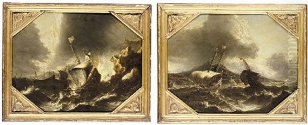 Coastal Landscape With Ships In A Storm - view 1