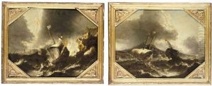 Coastal Landscape With Ships In A Storm by Pieter Mulier the Younger