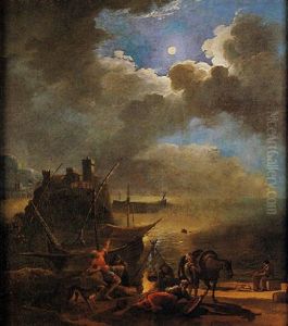 Paesaggio Costiero Marino Al Chiaro Di Luna by Pieter Mulier the Younger