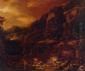 A Rocky Landscape In A Storm