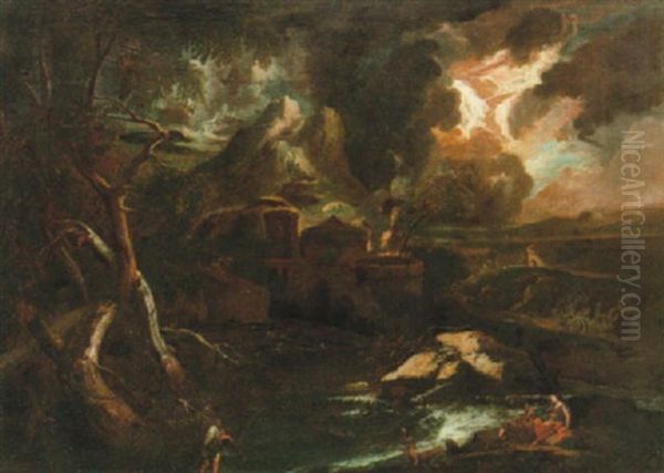 Landskap Med Figurer Och Byggnader, Ovader - view 1