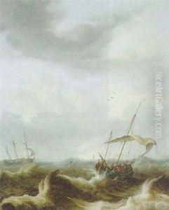 A Kaag And A Fluyt In A Storm A Kaag And A Fluyt In A Storm