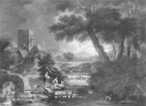 Lavandieres Dans Un Paysage Lavandieres Dans Un Paysage