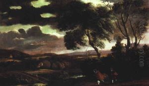 Wanderer Im Sturmischer Landschaft by Pieter Mulier the Younger