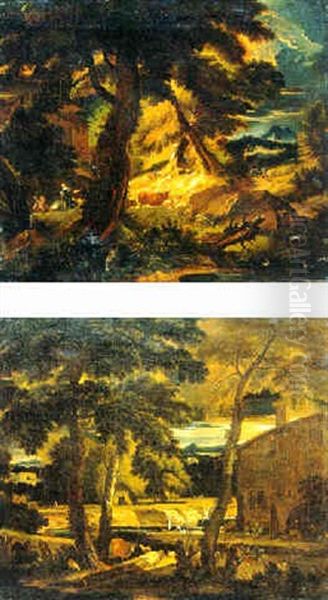 A Stormy Landscape With A Herdsman And His Companion Travelling On A Riverside Path - view 1