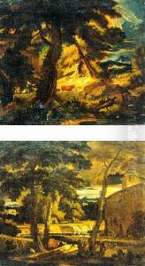 A Stormy Landscape With A Herdsman And His Companion Travelling On A Riverside Path A Stormy Landscape With A Herdsman And His Companion Travelling On A Riverside Path