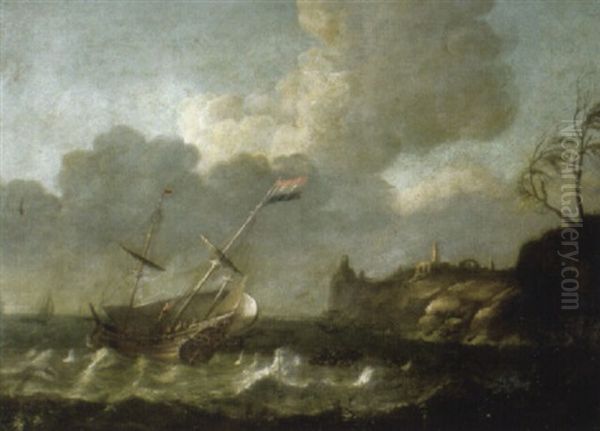 A Dutch Two-master In A Storm - view 1