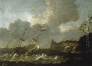 A Dutch Two-master In A Storm by Pieter Mulier the Younger
