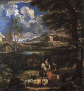 Paesaggio Con Donna A Cavallo, Pastore E Armento Paesaggio Con Donna A Cavallo, Pastore E Armento