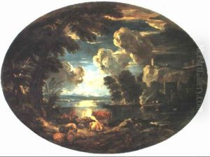 Herdsman And His Companion Resting By The Side Of A River