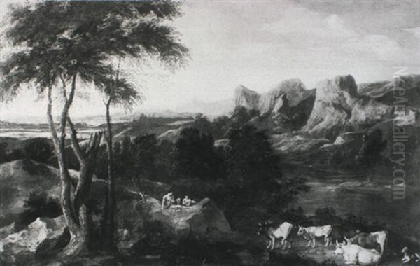Shepherds In An Arcadian Landscape - view 1