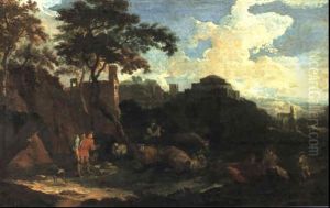 Sudliche Landschaft Mit Staffage