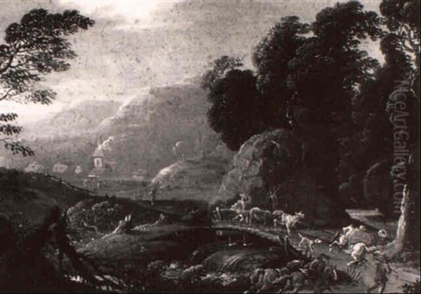 Travellers On Track In A Thunderstorm - view 1