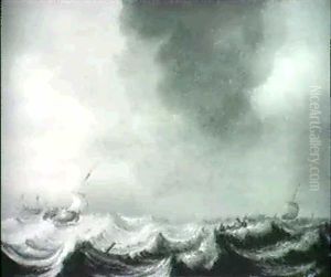 Shipping In A Choppy Sea by Pieter Mulier the Younger
