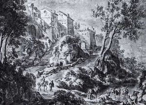 An Italianate Landscape With Peasants And Animals Near A Town by Pieter Mulier the Younger