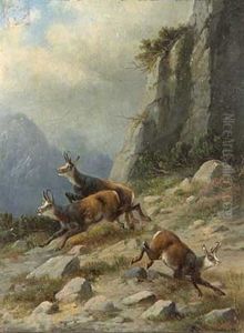 Springende Gemsen by Moritz Mueller the Elder