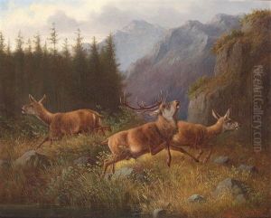 Red Deer In Flight