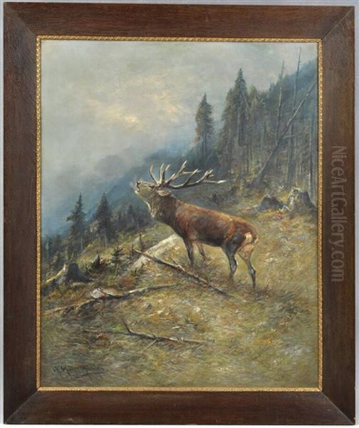 Brunfthirsch (waldstuck Mit Rohrendem Hirsch) - view 1