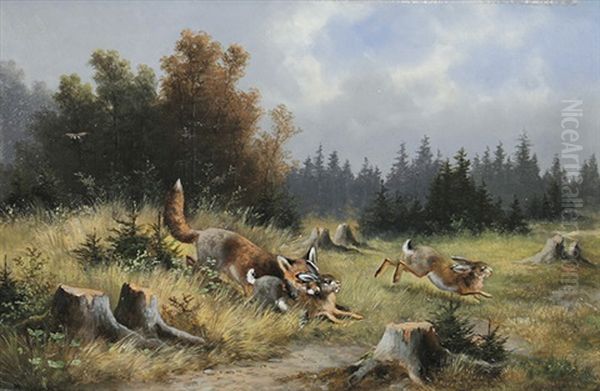 Die Beute. Fuchs Totet Einen Hasen - view 1