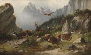 Gamsen Im Hochgebirge by Moritz Mueller the Elder