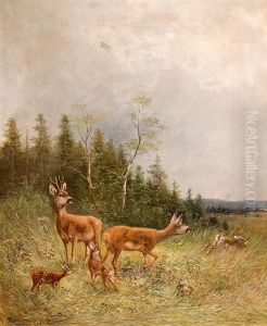 Rehe Am Waldrand by Moritz Mueller the Elder