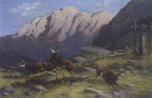 Gamsjagd Im Hochgebirge by Moritz Mueller the Elder