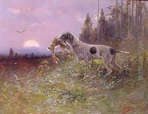 Apportierender Jagdhund by Moritz Mueller the Elder