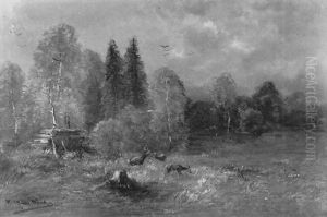 Sprung Rehe Am Waldrand by Moritz Mueller the Elder