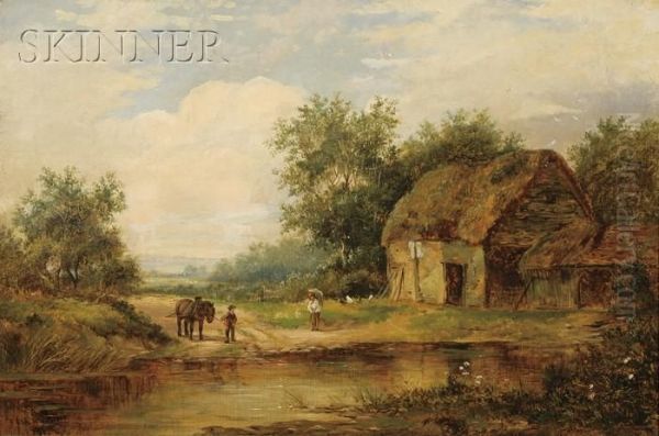 Figures By A Country Cottage - view 1