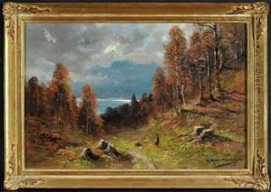 Hasen Im Herbstlichen Birkenwald Am Gebirgssee