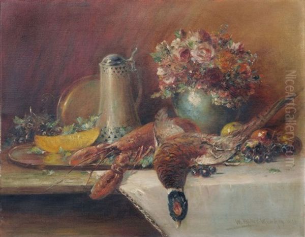 Jagdstilleben Mit Fasan, Hummer Und Blumen - view 1