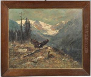 Birkhuhn Und Birkhahn Im Hochgebirge by Moritz Mueller the Younger