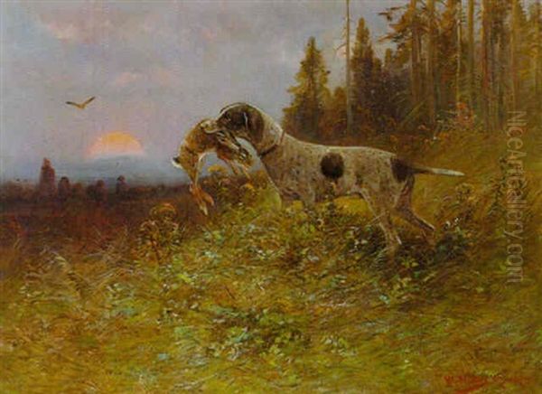 Jagdhund, Einen Hasen Appportierend - view 1