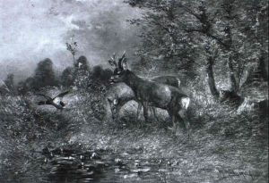 Rehe Und Erpel Im Wiesengrund by Moritz Mueller the Younger