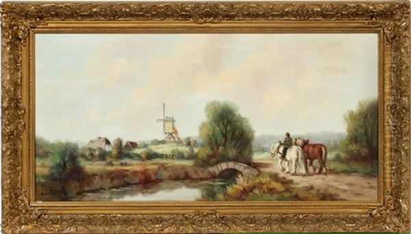 Dutch Landscape With Horses On Path - view 1