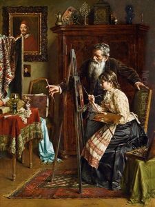 The Painting Lesson by Anton Mueller