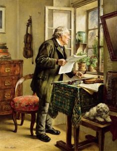 Der Zeitungsleser by Anton Mueller