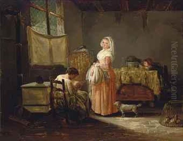 Women And Children In A Kitchen Interior - view 1