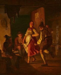 Dancing Peasant Couple by Carl Friedrich Moritz Mueller