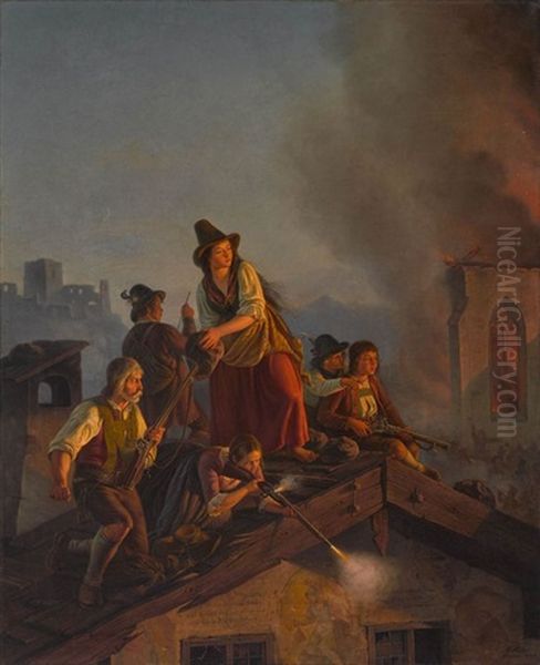 Eine Tiroler Bauernfamilie Verteidigt Ihr Haus Gegen Angreifende Soldaten - view 1