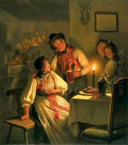 Frohliche Gesellschaft In Einer Wirtsstube by Carl Friedrich Moritz Mueller