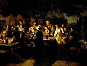 Ein Sommerabend Vor Dem Wirtshaus Zum Grunen Baum In Munchen
