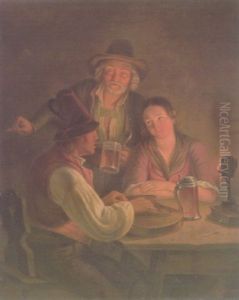 Im Schein Einer Kerze Spielt Ein Bauernbursche Auf Der Zitter by Carl Friedrich Moritz Mueller