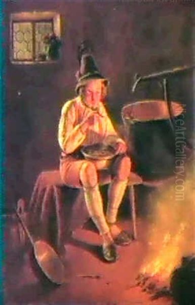 A Bavarian Peasant Eating His Soup - view 1