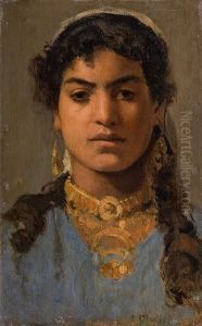 Portrait Of A Bedouin Girl by Carl Leopold Mueller