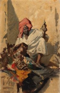 Egyptian Street Hawker. Study by Carl Leopold Mueller