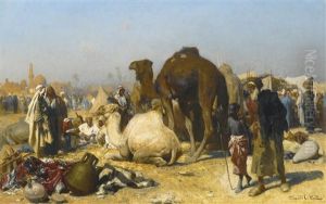The Camel Market, Cairo by Carl Leopold Mueller